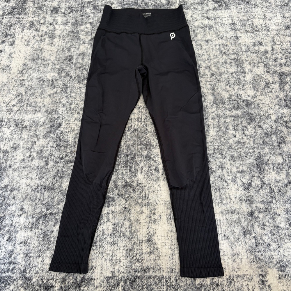Peloton Ribbed Seamless High Waisted Leggings Womens M/L Black Workout Yoga Gym